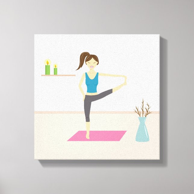 Pretty Woman Practising Yoga In A Stylish Room Canvas Print (Front)
