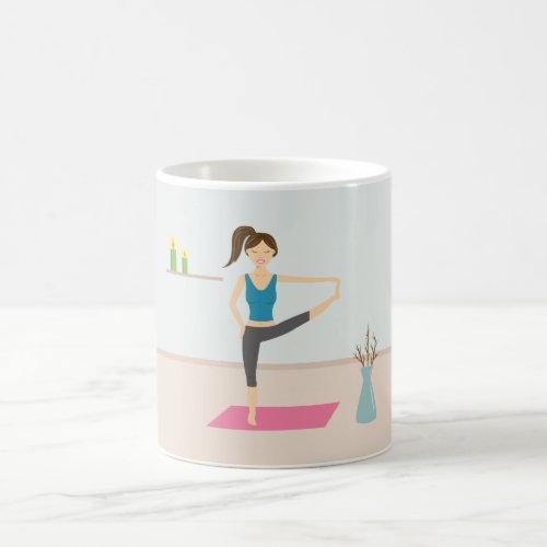 Pretty Woman Practising Yoga In A Stylish Room Coffee Mug