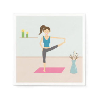 Pretty Woman Practising Yoga In A Stylish Room Paper Napkins