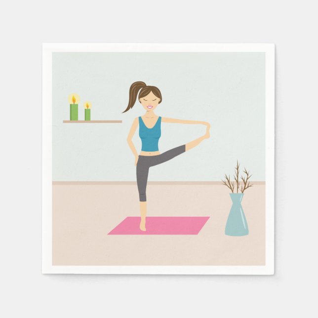 Pretty Woman Practising Yoga In A Stylish Room Paper Napkins (Front)