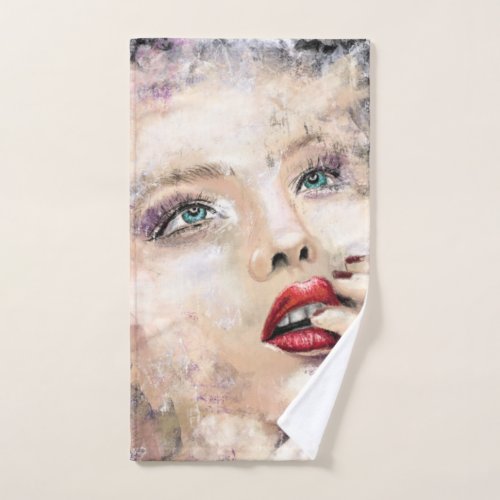 Pretty Woman with Green Eyes Bath Towels