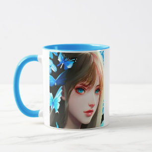 Pretty Women with Blue Butterflies Personalized Mug