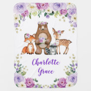 Pretty Woodland Forest Girly Purple Floral Nursery Baby Blanket at Zazzle