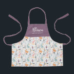 Pretty Woodland Forest Pattern Girls Chef Training Apron<br><div class="desc">This pretty personalized apron features a pattern of woodland forest rabbits and trees, with the top being a solid grayed purple. Easy to customize for a unique gift, perfect for the young chef or baker! For product or design requests, please contact me (Tracey) at orabellaprints@outlook.com. See a matching personalized recipe...</div>