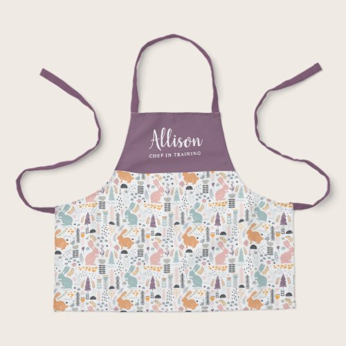 Pretty Woodland Forest Pattern Girls Chef Training Apron Pretty Woodland Forest Pattern Girls Chef Training Apron