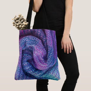 Pretty Wool Mixed Purple and Blue Tote Bag