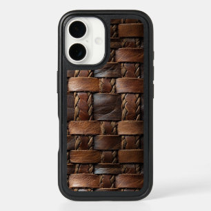 Pretty Woven Braided Leather in Shades of Brown iPhone 16 Case
