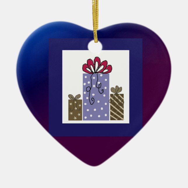 Pretty Wrapped Presents Ceramic Ornament (Front)
