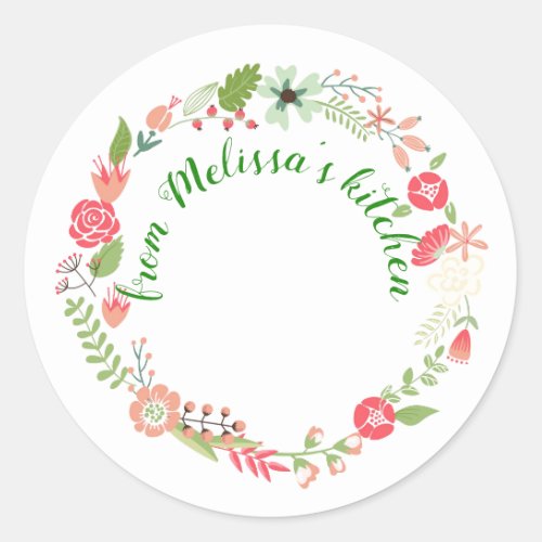 Pretty Wreath from the Kitchen Classic Round Sticker