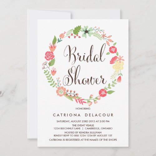 Pretty Wreath Garden Bridal Shower Invitation