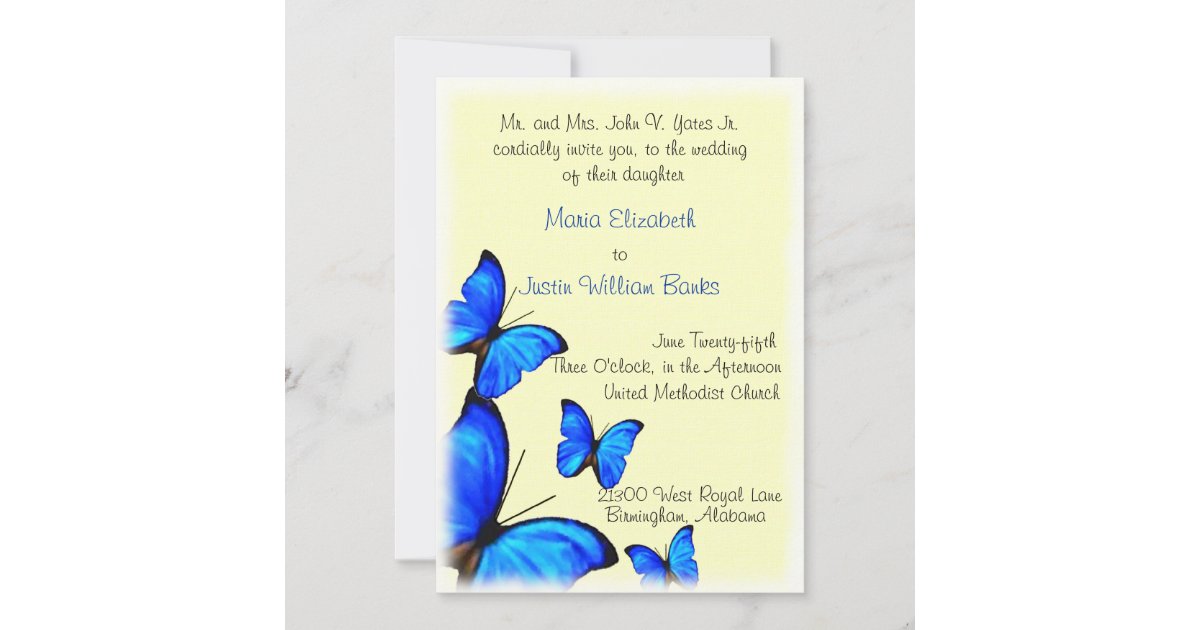 Pretty yellow and blue Wedding Invitation | Zazzle