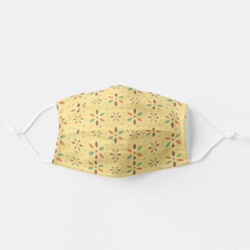 Pretty Yellow and Green Floral Pattern Adult Cloth Face Mask