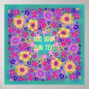 Pretty Yellow and Pink Flowers You Customize Poster