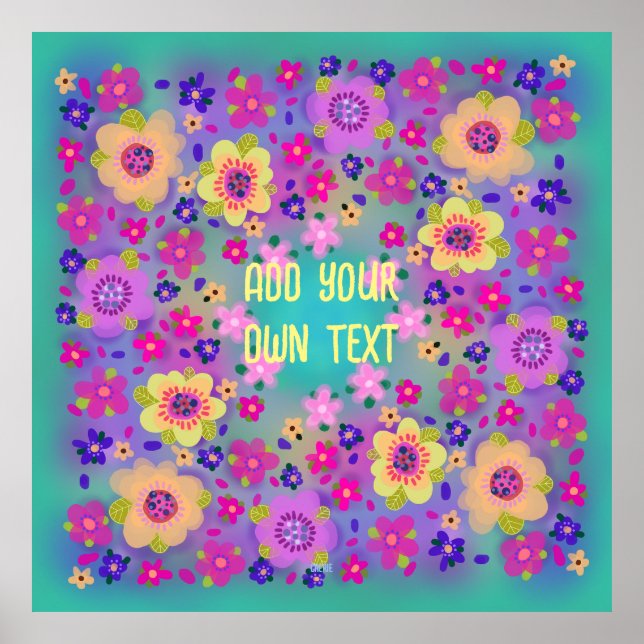 Pretty Yellow and Pink Flowers You Customize Poster (Front)