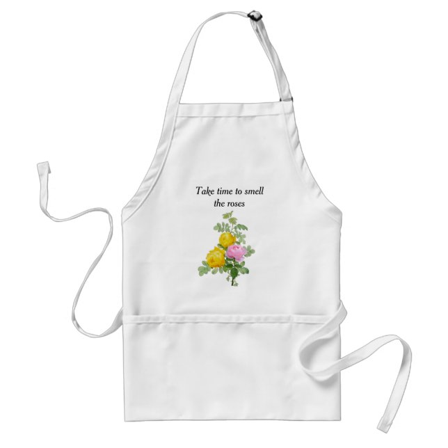 Pretty Yellow and Pink Roses  Adult Apron (Front)