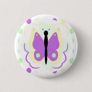 Pretty Yellow And Purple Butterfly Button
