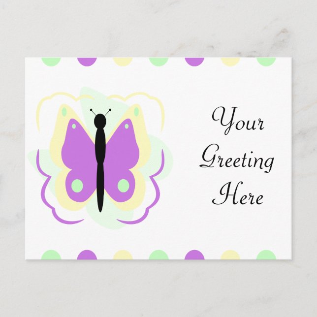 Pretty Yellow And Purple Butterfly Postcard (Front)