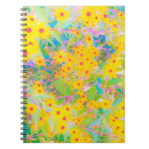 Pretty Yellow and Red Flowers with Turquoise Notebook