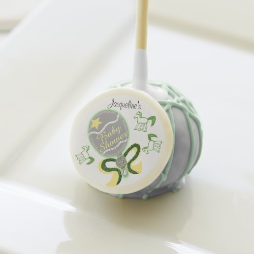 Pretty Yellow Baby Rattle Green Horses Baby Shower Cake Pops