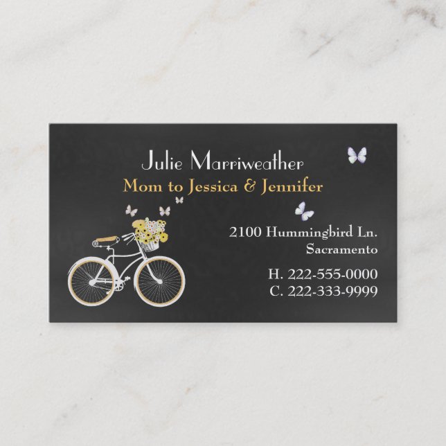 Pretty Yellow Bicycle Custom Mommy Card (Front)