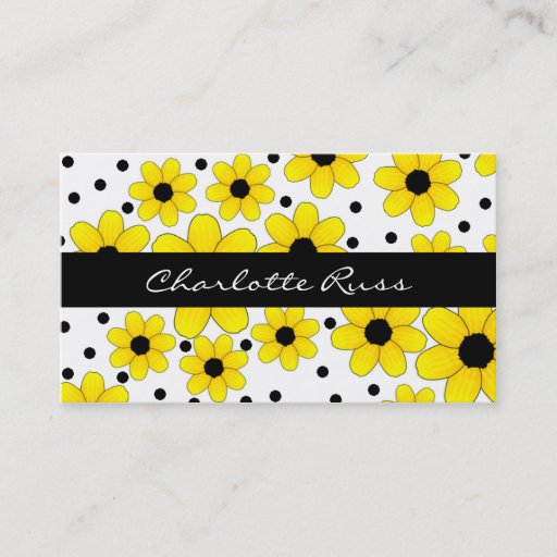 Customizable Pretty Yellow &amp; Black Flowers Mommy Card Business Cards