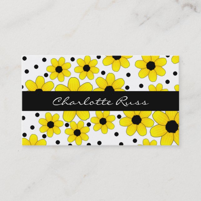 Pretty Yellow & Black Flowers Mommy Card (Front)