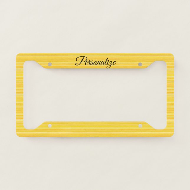 Pretty Yellow Black Personalized  License Plate Frame (Front)