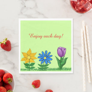 Pretty Yellow Blue Purple Floral Paper Napkins