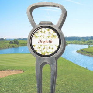 Pretty yellow butterfly with custom name ladies divot tool
