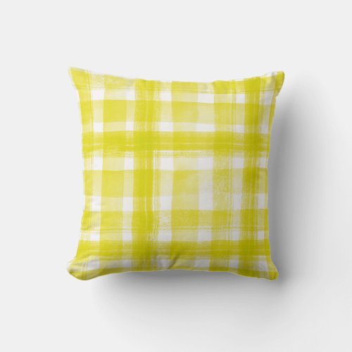 Pretty Yellow Checks Pattern Home Decor  Throw Pillow