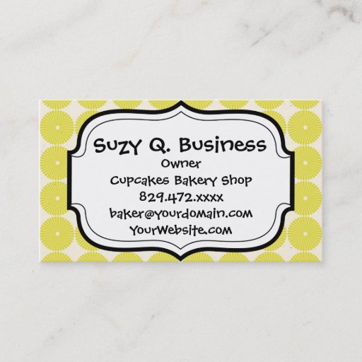 Customizable Pretty Yellow Circles Patterns Summer Citrus Business Card