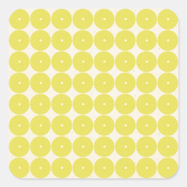 Pretty Yellow Circles Summer Citrus Textured Disks Square Sticker (Front)