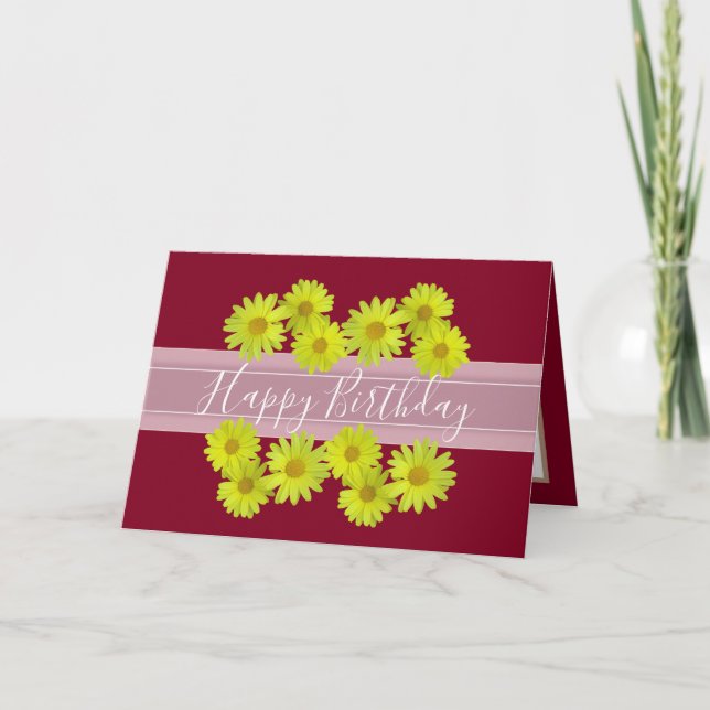 Pretty Yellow Daisies Botanical Floral Birthday  Card (Front)