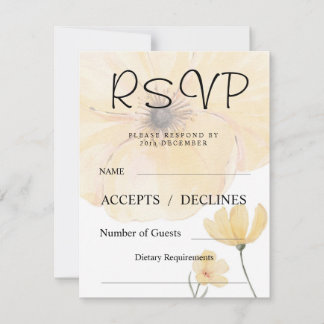 Pretty Yellow Floral RSVP Card