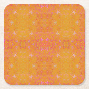 Pretty Yellow Floral Square Paper Coaster