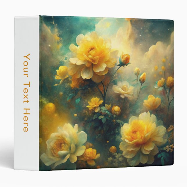 Pretty Yellow Flowers  3 Ring Binder (Front/Spine)