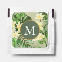 Pretty Yellow Flowers and Green Palms Monogram Hand Sanitizer Packet