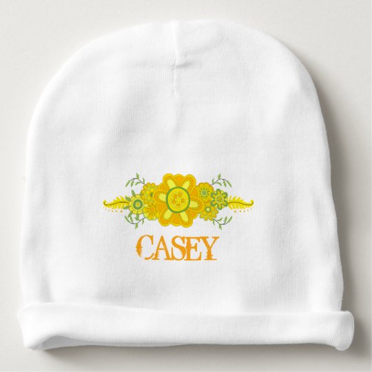 pretty yellow flowers centerpiece name template baby beanie zazzle com