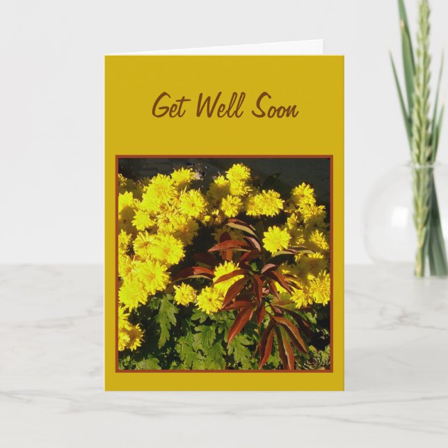 Pretty Yellow Flowers Get Well Soon Template Card (Front)