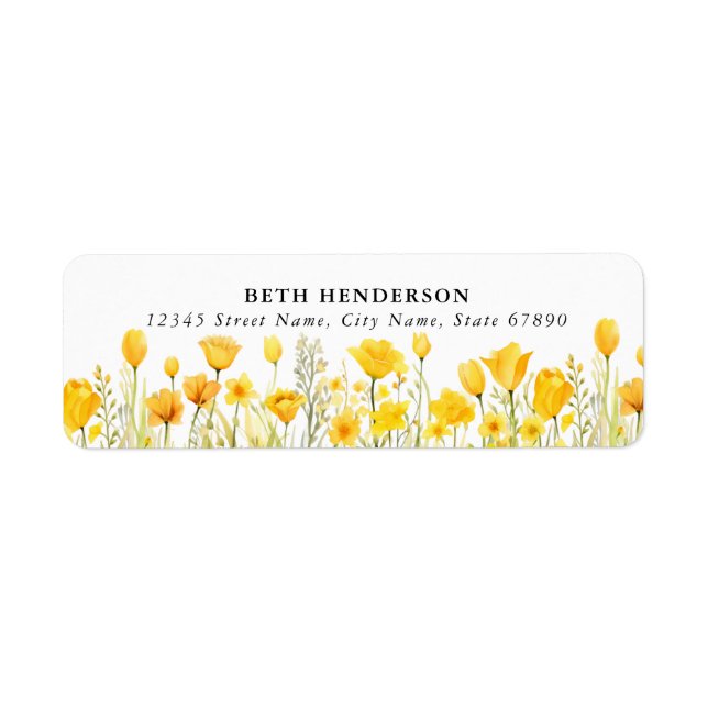 Pretty Yellow Flowers Return Address Labels (Front)