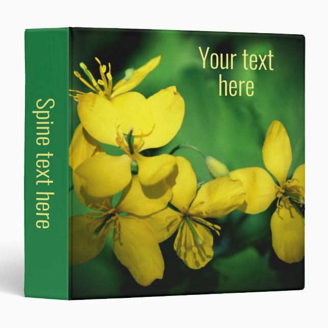 Pretty Yellow Geranium Wildflowers Personalized 3 Ring Binder (Front/Spine)