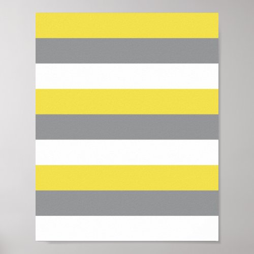 Pretty Yellow Gray White Stripes Pattern Poster