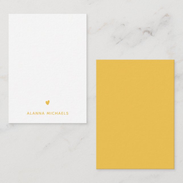 Pretty Yellow Heart and Name Note Card (Front/Back)