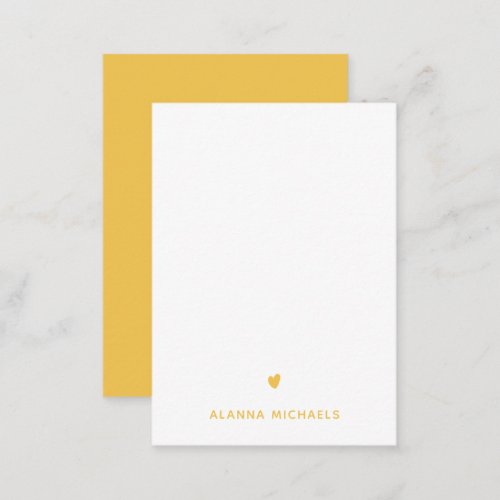 Pretty Yellow Heart and Name Note Card