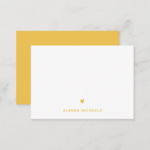 Pretty Yellow Heart and Name Note Card