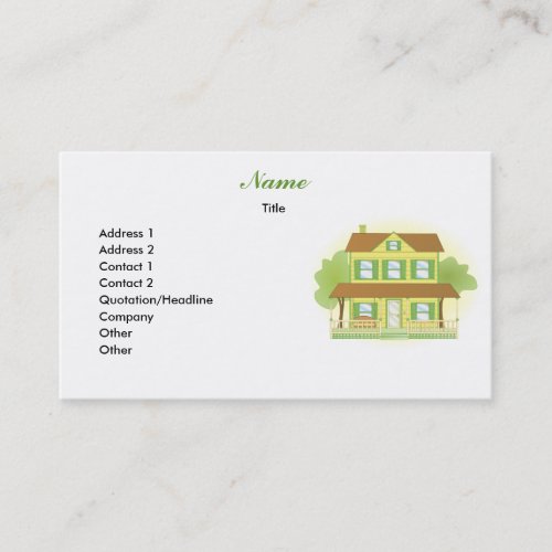 Pretty Yellow House Business Card Template