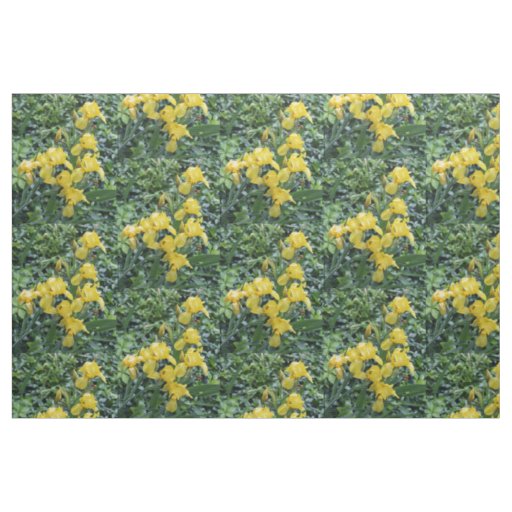 Pretty Yellow Irises Garden Flowers Fabric