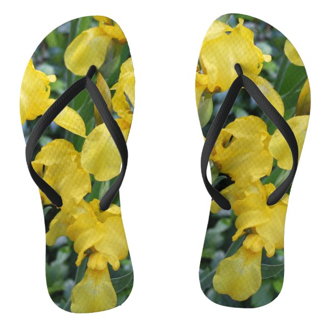 Pretty Yellow Irish Garden Flowers Flip Flops (Footbed)