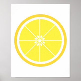 Pretty Yellow Lemon Citrus Fruit Slice Poster