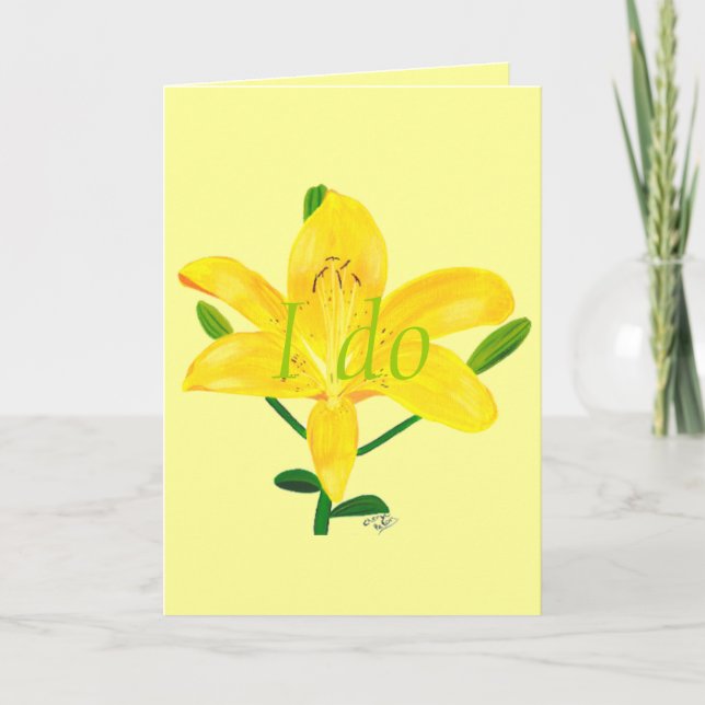 Pretty Yellow Lily Wedding Invitation Cards (Front)